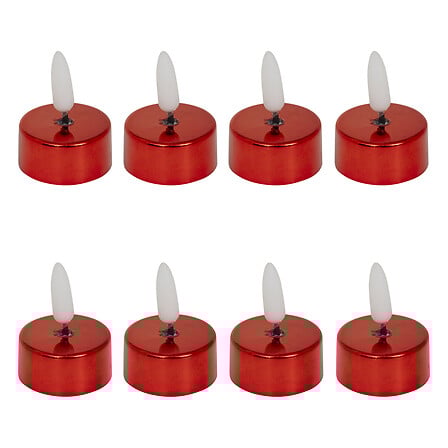 Set van 8 LED-theelichtjes – rood metaal