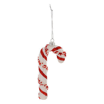 Glazen zuurstokfiguur – rood/wit – 15 cm