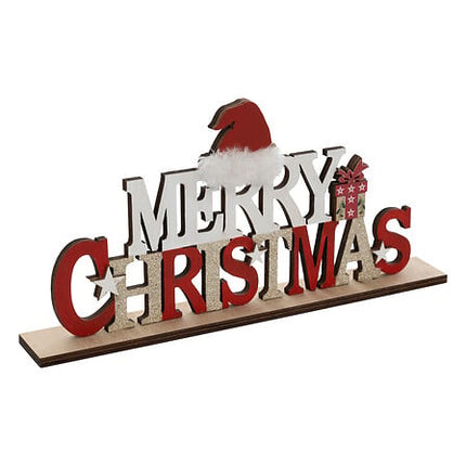 Decoratiewoord “Merry Christmas” – 30 cm – rood/wit