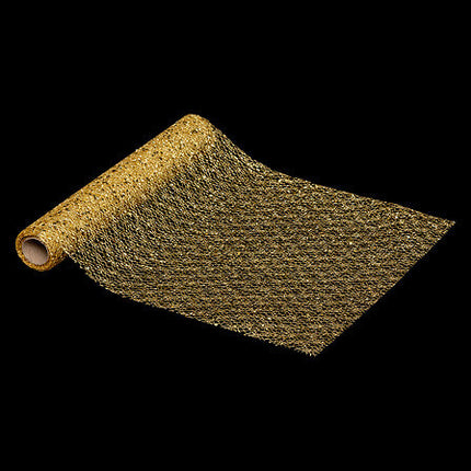 Mesh-stof met pailletten – goud – 28×300 cm