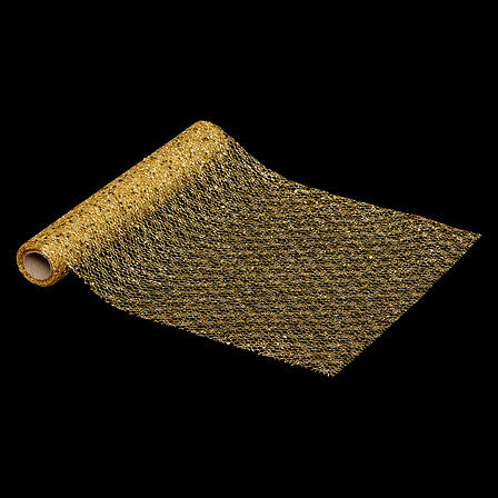 Mesh-stof met pailletten – goud – 28×300 cm