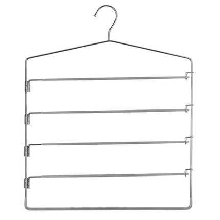 Grijze kleerhanger voor 5 pantalons van metaal en PVC