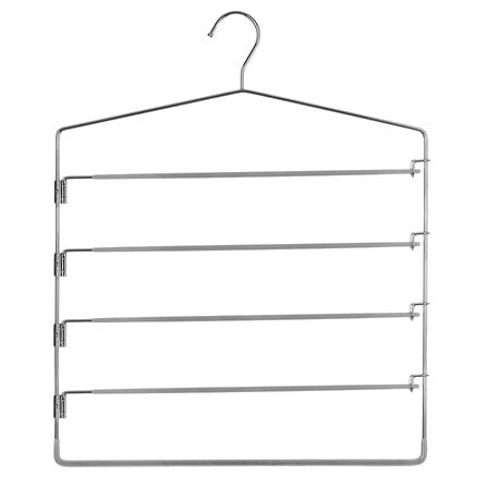 Grijze kleerhanger voor 5 pantalons van metaal en PVC