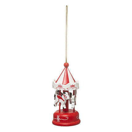 Houten carrousel decoratie – rood – 9 cm