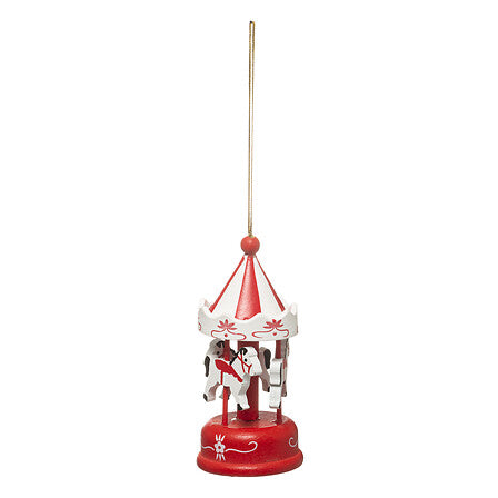 Houten carrousel decoratie – rood – 9 cm