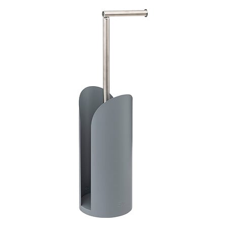 Betonkleurige toiletroldispenser en houder