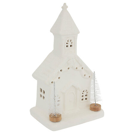 Lichtgevende keramieken kerk – 22 cm – 1 LED