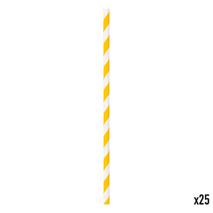 set van 25 papieren rietjes met stippen