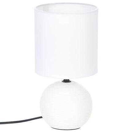 Lamp bol geribbeld Timéo 25 cm hoog wit keramiek