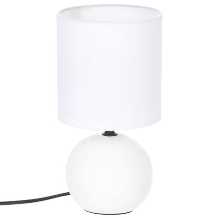 Lamp bol geribbeld Timéo 25 cm hoog wit keramiek