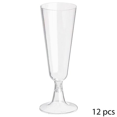 Set van 12 plastic champagneglazen 15 cl