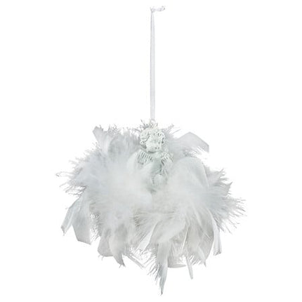 Engel op verenkroon – polyresin