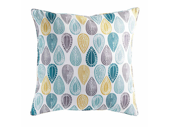 Sierkussen met bies 60 × 60 cm – Bedrukt polyester – Palpito – Wit