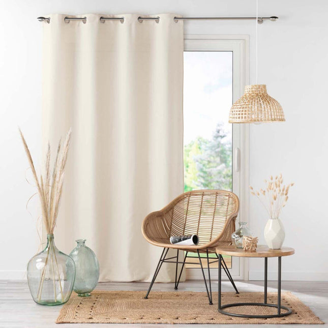 Gordijn met ringen 140 × 260 cm – Effen microvezel – Absolu – Naturel