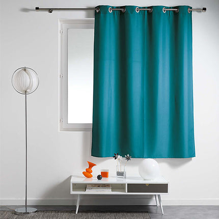 Gordijn met ringen 140 × 180 cm – Effen polyester – Essentiel – Petroleumblauw