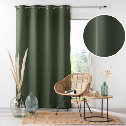 Gordijn met ringen 140 × 260 cm – Effen microvezel – Absolu – Khaki