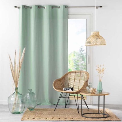 Gordijn met ringen 140 × 260 cm – Effen microvezel – Absolu – Saliegroen