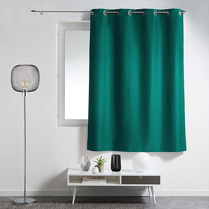 Gordijn met ringen 140 × 180 cm – Effen polyester – Essentiel – Smaragdgroen