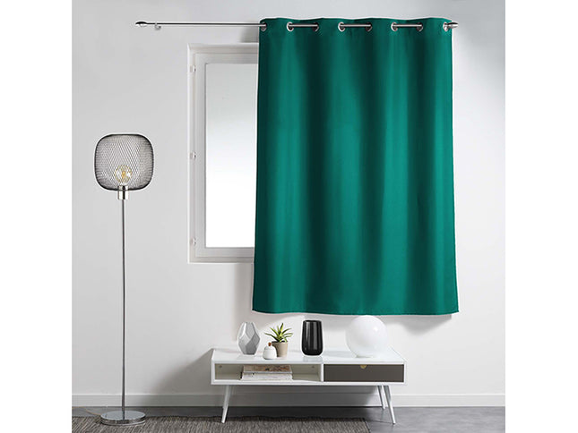 Gordijn met ringen 140 × 180 cm – Effen polyester – Essentiel – Smaragdgroen