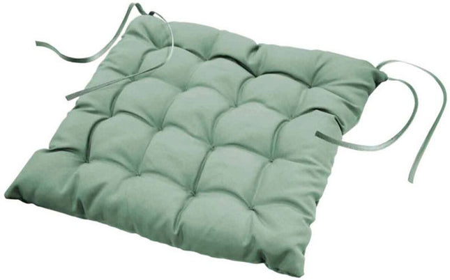 Gewatteerd stoelkussen 40 × 40 cm – Effen polyester – Essentiel – Saliegroen
