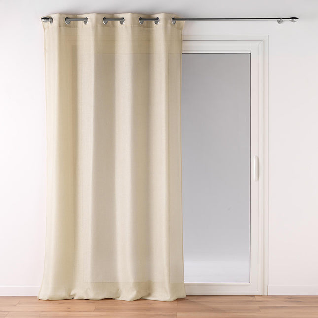 Gordijn met ringen 140 × 260 cm – Effen polyester met metallic garen – Zeline – Naturel