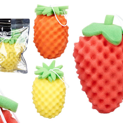 Bad- en douchespons fruitvorm – 3-assorti