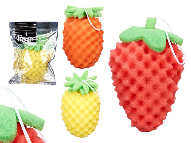Bad- en douchespons fruitvorm – 3-assorti