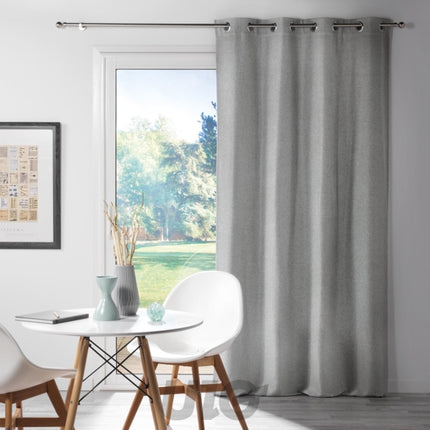 Verduisterend gordijn met ringen 135 x 240 cm grijs gemêleerd