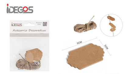 Kraft cadeaukaartjes rechthoekig 3 x 5 cm - 12 stuks