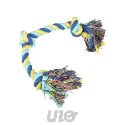 Hondentouw met 3 knopen 50 cm – geel/blauw
