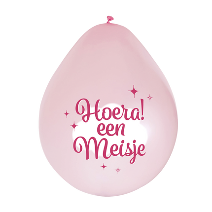 8 ballonnen Hoera een meisje 12 inch / 30 cm