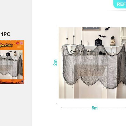 Decoratie zwart gaasdoek 2×5m halloween 1st.
