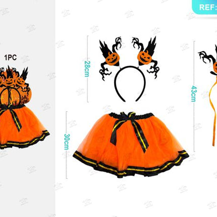 Kostuum kind pompoen met rok tulle