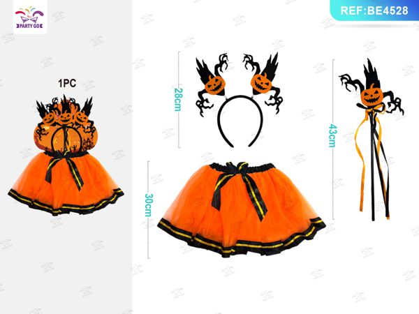 Kostuum kind pompoen met rok tulle