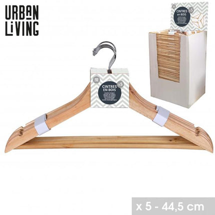 Houten kledinghangers set 5 stuks