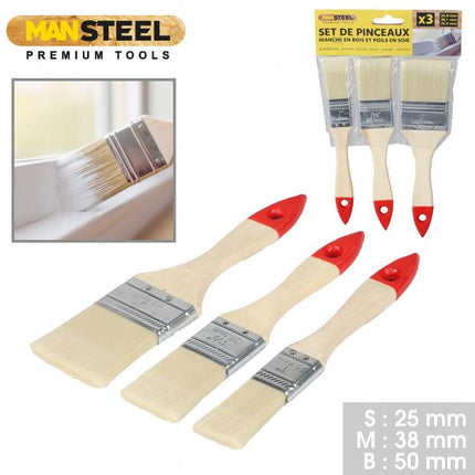Brico penselen met houten handvat