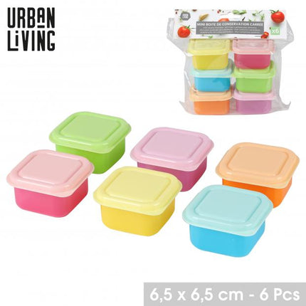Mini bewaardozen vierkant set 6 stuks