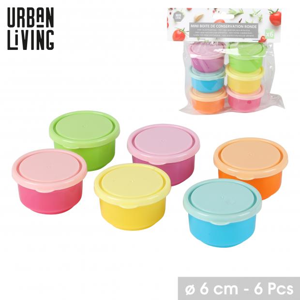 Mini bewaardozen rond set 6 stuks