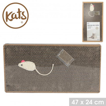 Krabkarton voor kat met muisdecor en kattenkruid