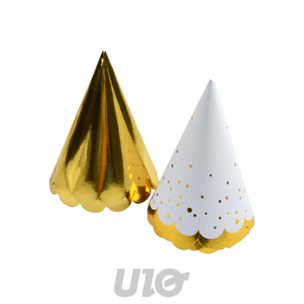 Kartonnen verjaardagshoedjes 16 cm, 6 stuks – assorti