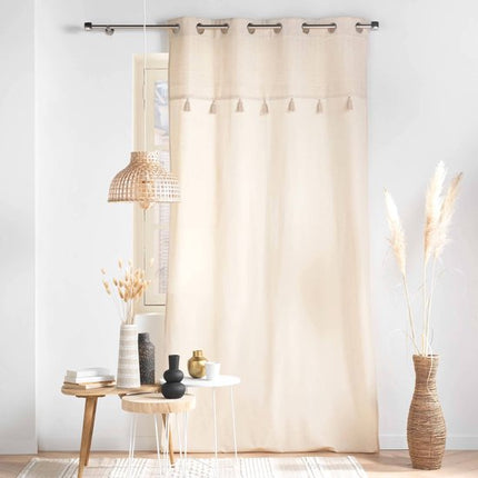 Gordijn met ringen 140 × 240 cm – Katoen/polyester met metallic top en kwasten – Izigold