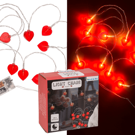 Kerstverlichting hart met 10 LED en timer 6/18 uur