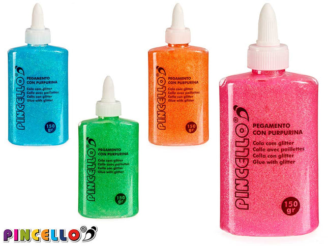 Glitterlijm set – 4 heldere kleuren