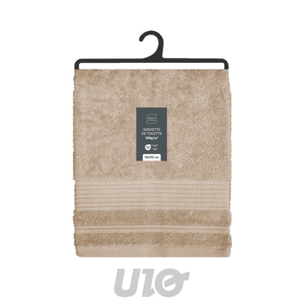 Handdoek 50 x 90 cm katoen badstof taupe
