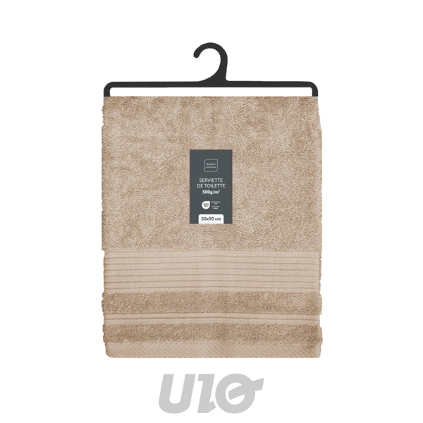 Handdoek 50 x 90 cm katoen badstof taupe