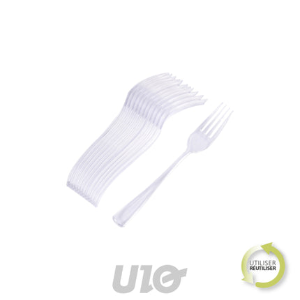 Herbruikbare transparante vorken 18,5 cm, 12 stuks