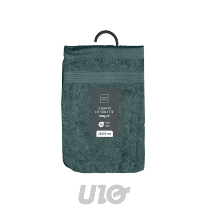 Set washandjes 2 stuks 15 x 21 cm badstof orage