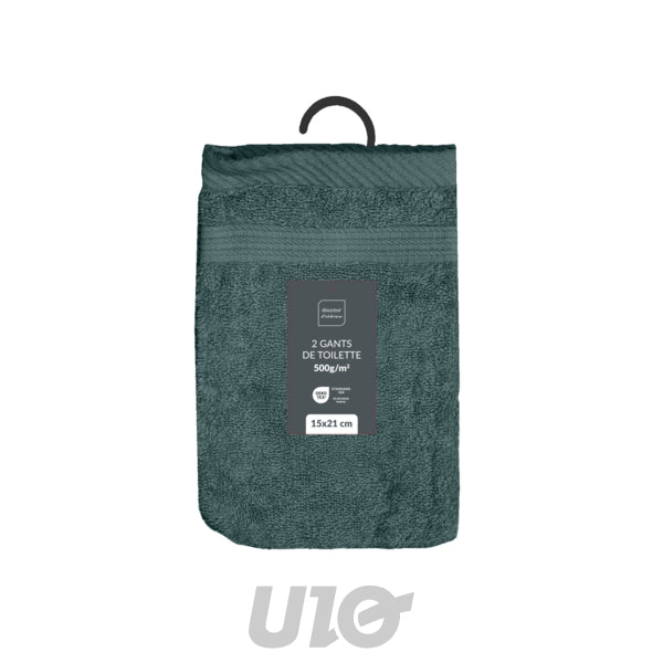 Set washandjes 2 stuks 15 x 21 cm badstof orage