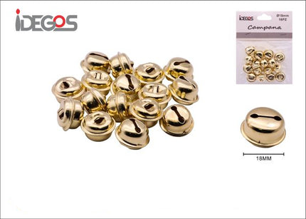 Ronde belletjes goudkleurig 18 mm - 16 stuks