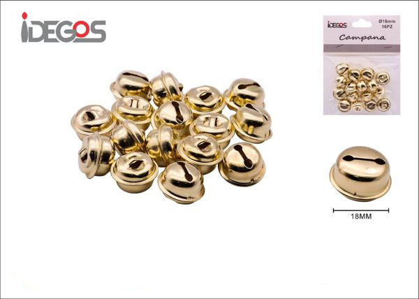 Ronde belletjes goudkleurig 18 mm - 16 stuks